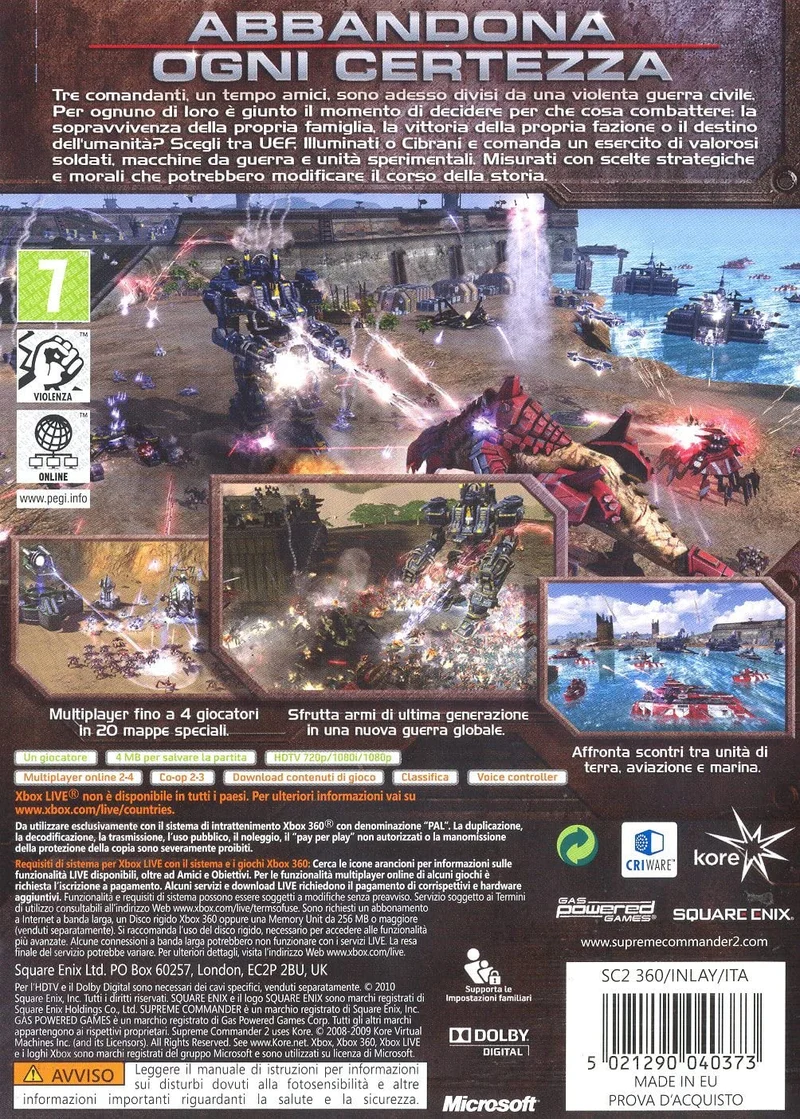 SUPREME COMMANDER 2 XBOX 360 EDIZIONE ITALIANA