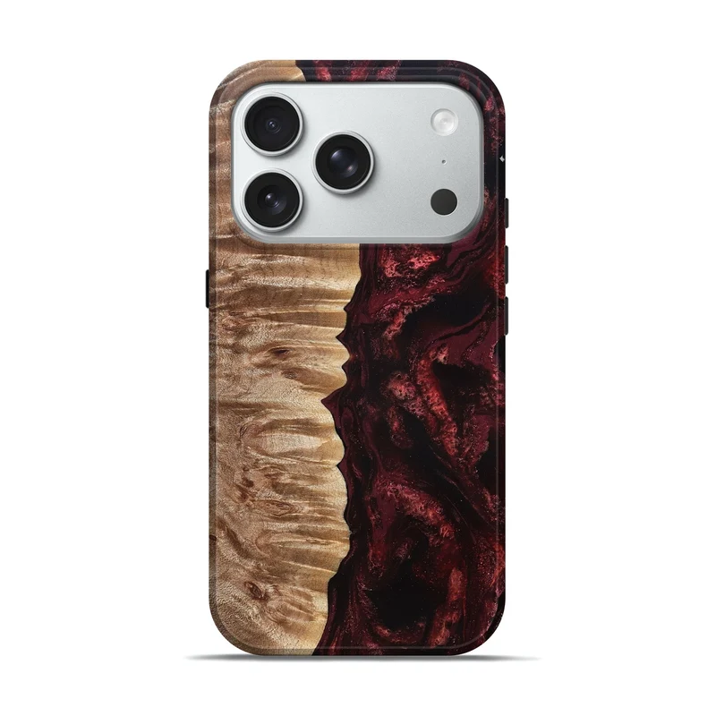 iPhone 18 Pro Wood Live Edge Phone Case - Saint (Red, 829482)