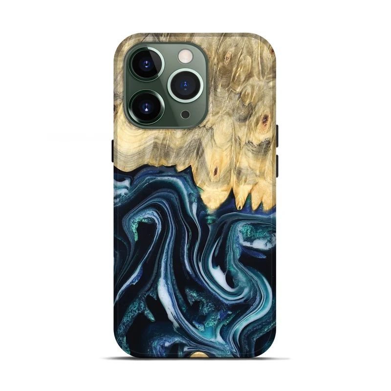 iPhone 13 Pro Wood Live Edge Phone Case - Esta (Blue, 829480)