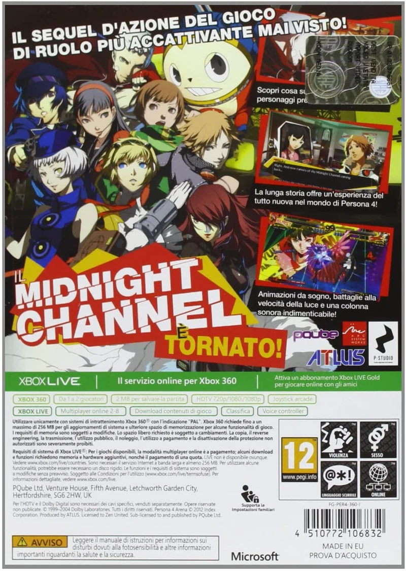 PERSONA 4 ARENA XBOX 360 EDIZIONE ITALIANA