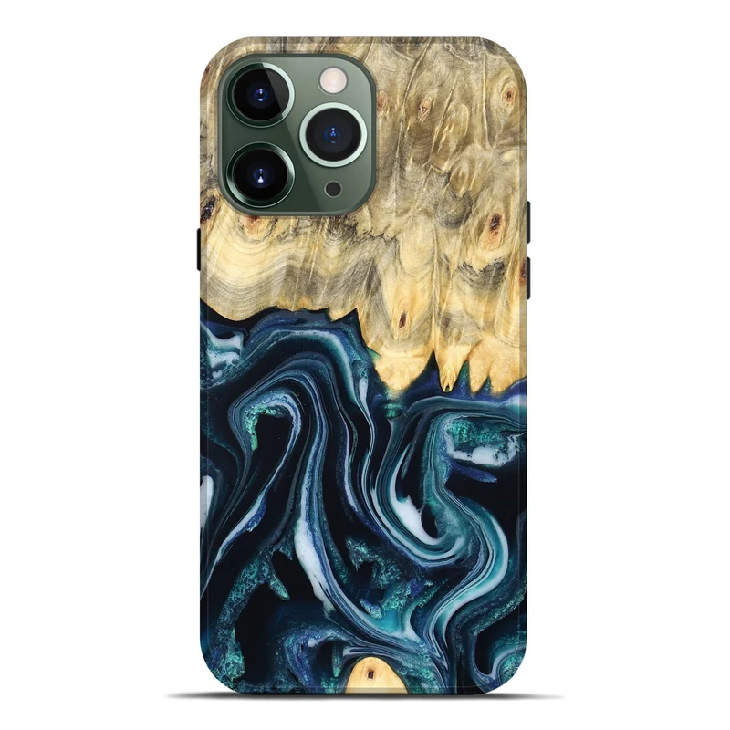 iPhone 13 Pro Max Wood Live Edge Phone Case - Esta (Blue, 829480)