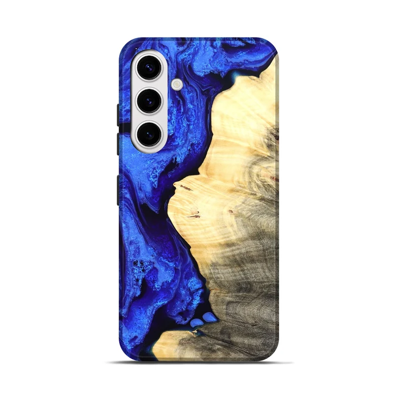 Galaxy S25 Wood Live Edge Phone Case - Carey (Blue, 829497)