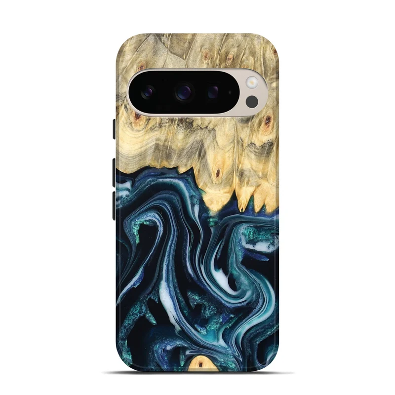 Pixel 10 Pro Wood Live Edge Phone Case - Esta (Blue, 829480)