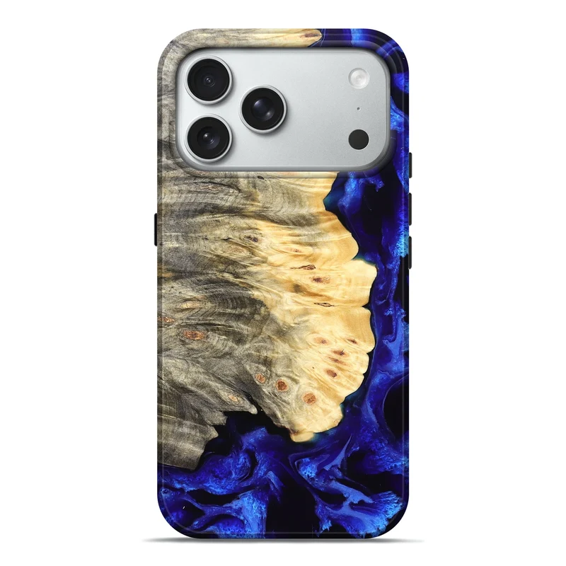 iPhone 18 Pro Max Wood Live Edge Phone Case - Gay (Blue, 829485)
