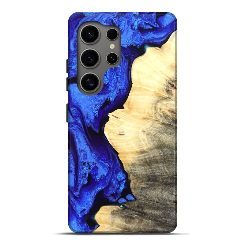 Galaxy S25 Ultra Wood Live Edge Phone Case - Carey (Blue, 829497)