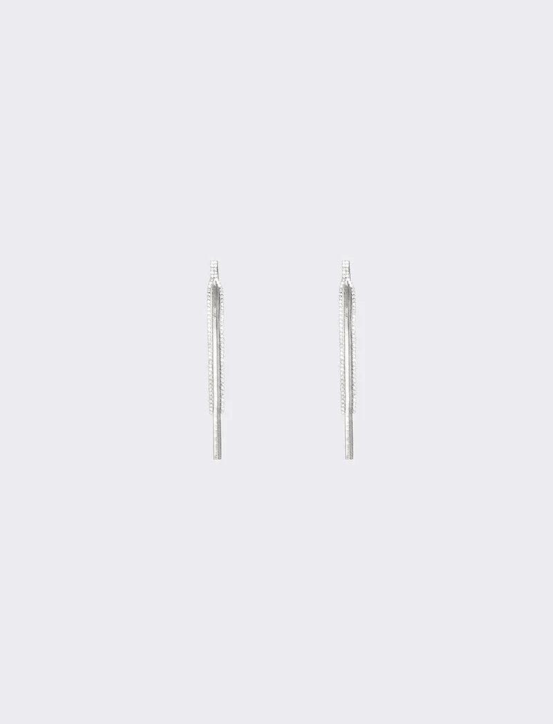 Orecchini pendenti con catene e strass - Argento
