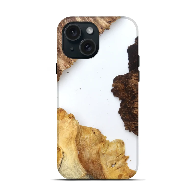 iPhone 15 Wood Live Edge Phone Case - Silvia (Clear, 829297)