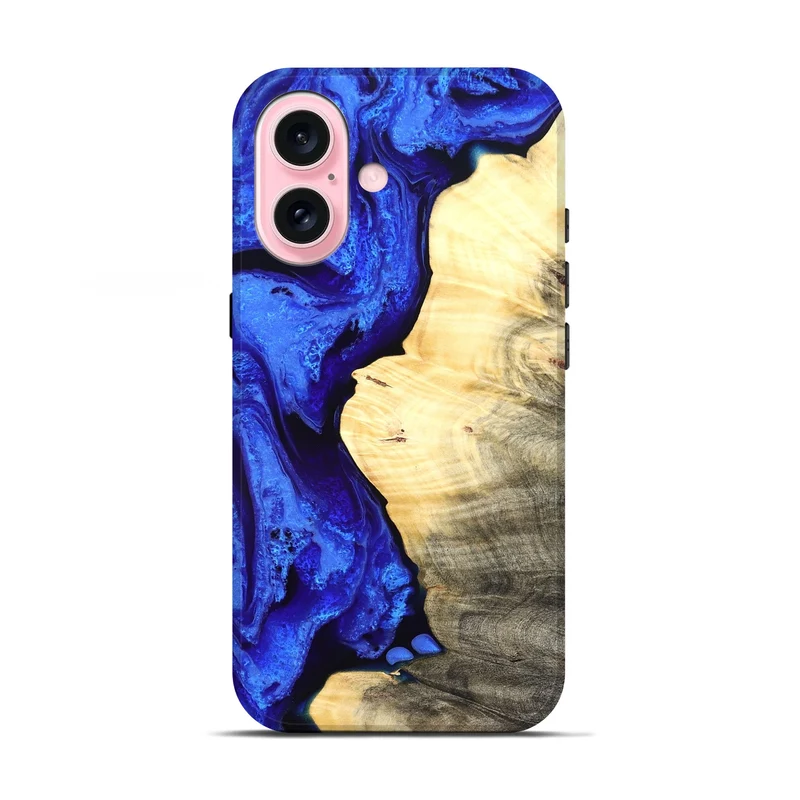iPhone 17 Wood Live Edge Phone Case - Carey (Blue, 829497)