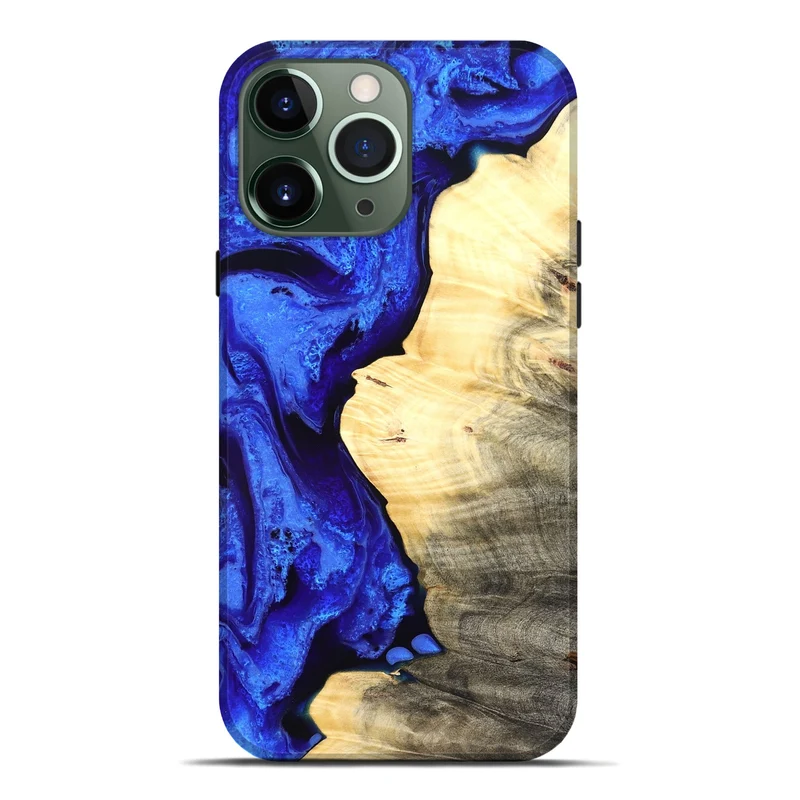 iPhone 13 Pro Max Wood Live Edge Phone Case - Carey (Blue, 829497)