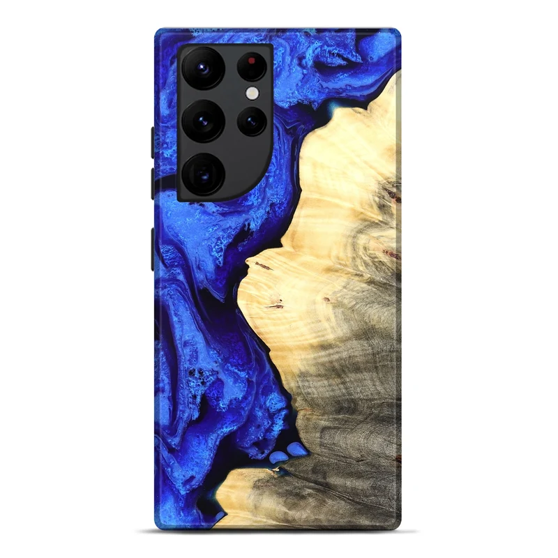 Galaxy S22 Ultra Wood Live Edge Phone Case - Carey (Blue, 829497)