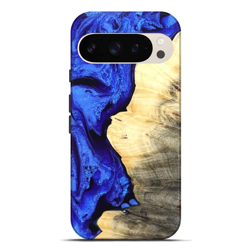 Pixel 10 Pro XL Wood Live Edge Phone Case - Carey (Blue, 829497)
