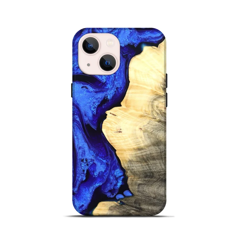 iPhone 13 mini Wood Live Edge Phone Case - Carey (Blue, 829497)