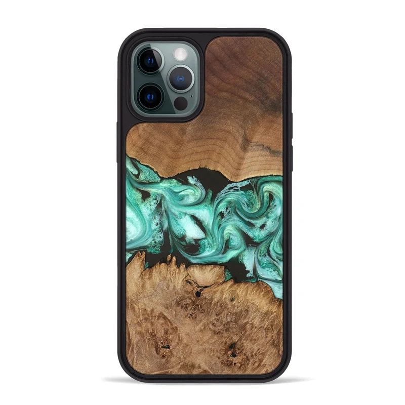 iPhone 12 Pro Max Wood Phone Case - Jamir (Green, 829420)
