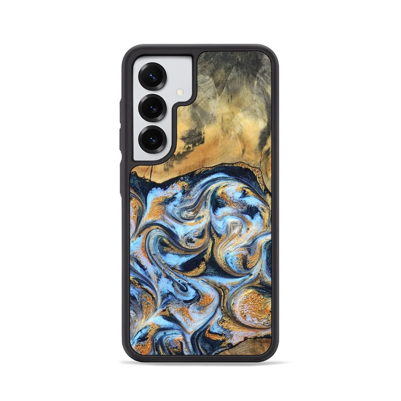 Galaxy S25 Wood Phone Case - Ellen (Teal & Gold, 829416)
