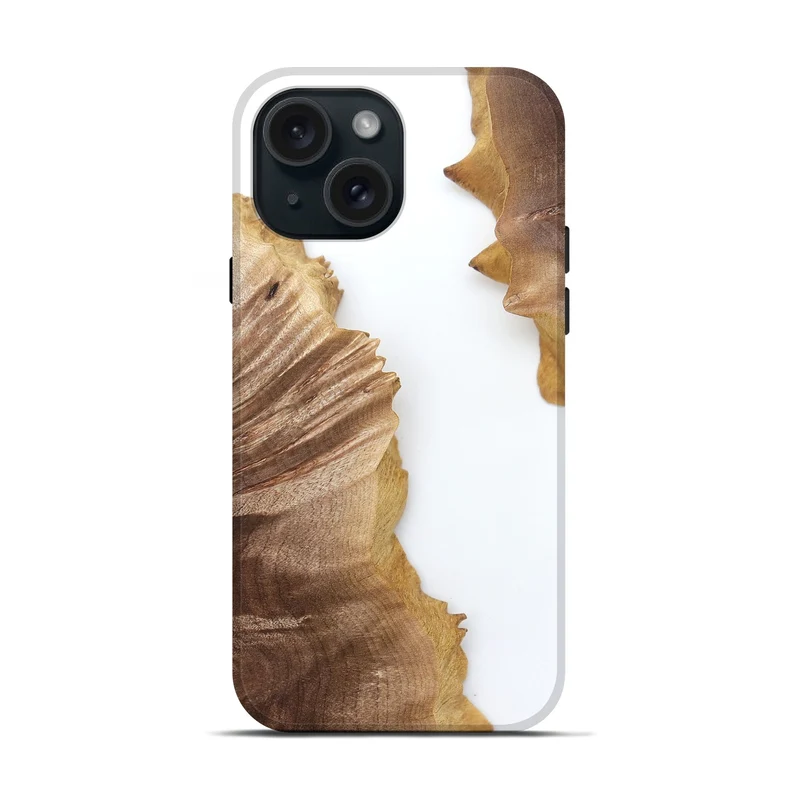 iPhone 15 Wood Live Edge Phone Case - Blake (Clear, 829289)