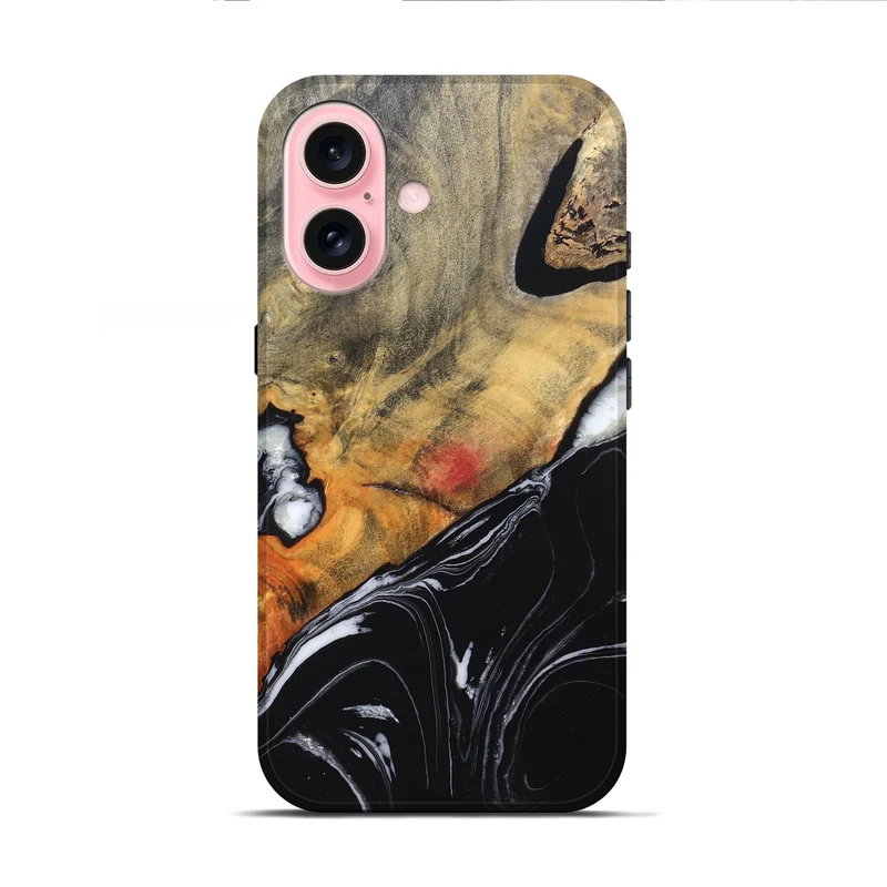 iPhone 16 Wood Live Edge Phone Case - Corrie (Black & White, 829279)