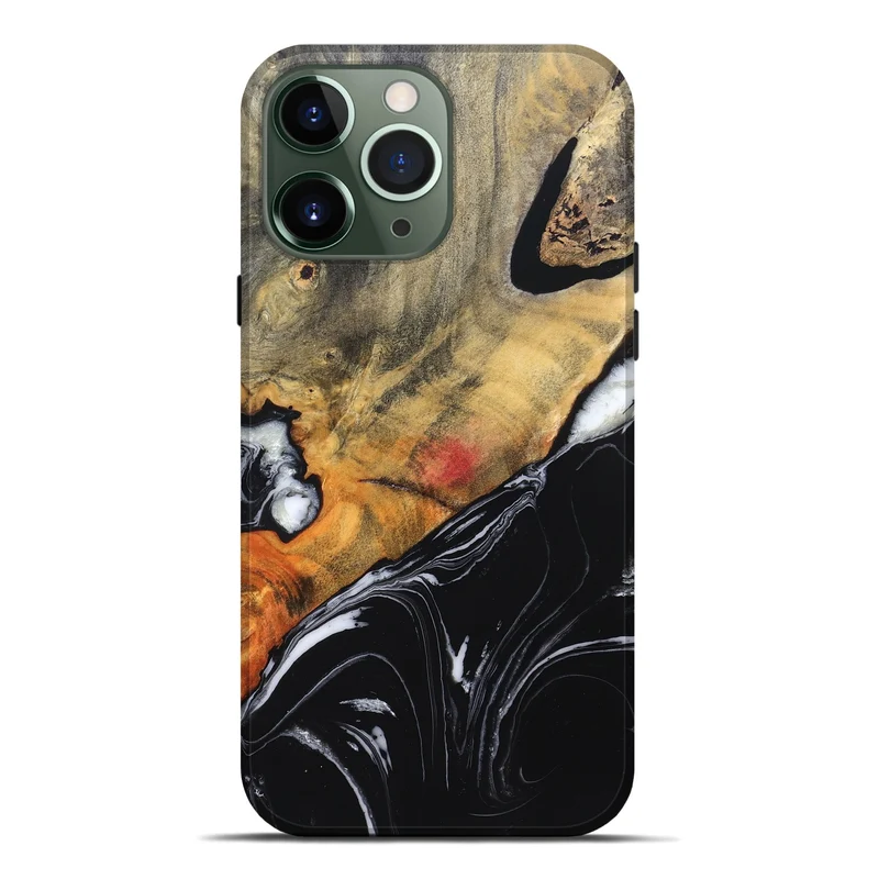 iPhone 13 Pro Max Wood Live Edge Phone Case - Corrie (Black & White, 829279)