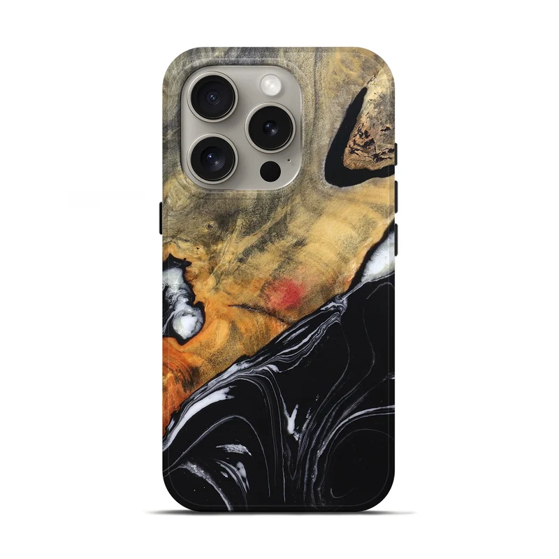 iPhone 16 Pro Wood Live Edge Phone Case - Corrie (Black & White, 829279)