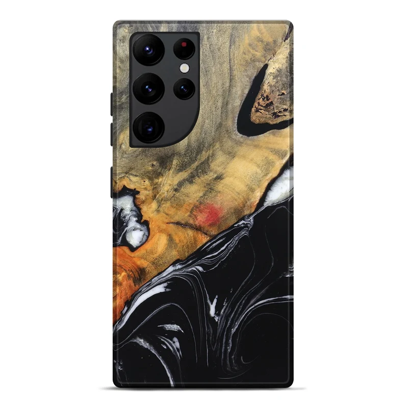 Galaxy S22 Ultra Wood Live Edge Phone Case - Corrie (Black & White, 829279)