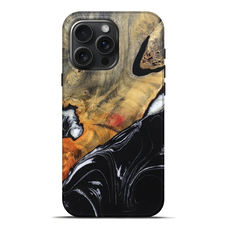 iPhone 16 Pro Max Wood Live Edge Phone Case - Corrie (Black & White, 829279)