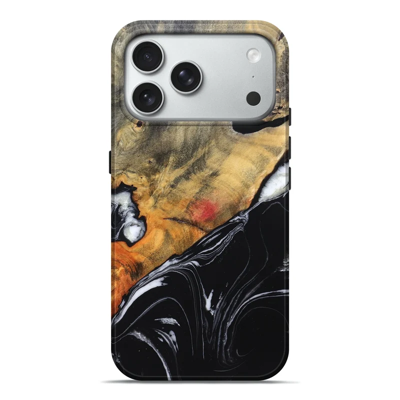 iPhone 18 Pro Max Wood Live Edge Phone Case - Corrie (Black & White, 829279)