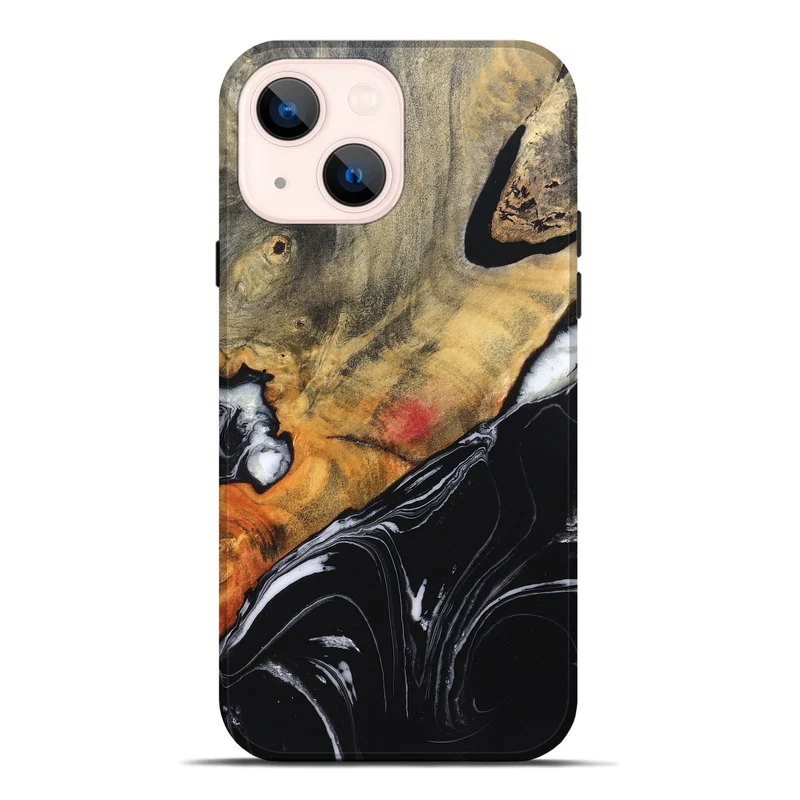 iPhone 14 Plus Wood Live Edge Phone Case - Corrie (Black & White, 829279)