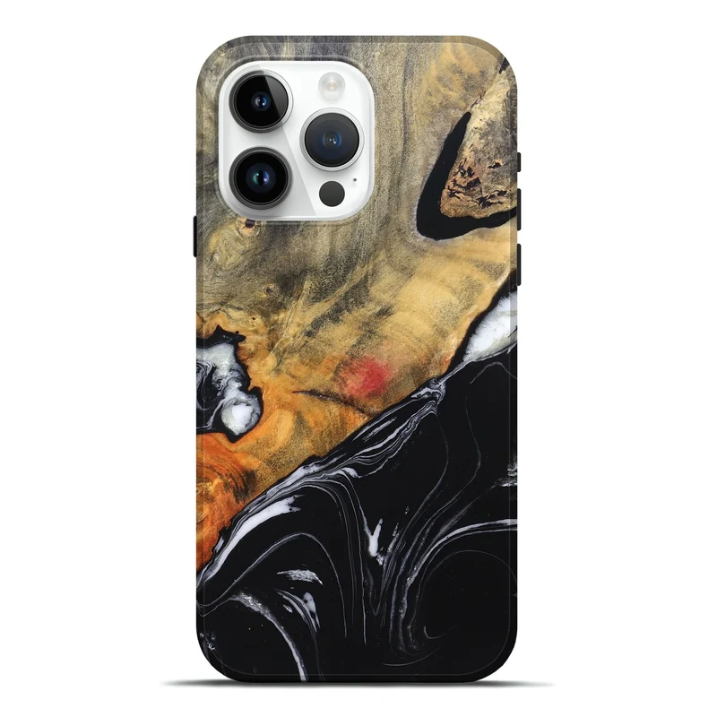 iPhone 15 Pro Max Wood Live Edge Phone Case - Corrie (Black & White, 829279)