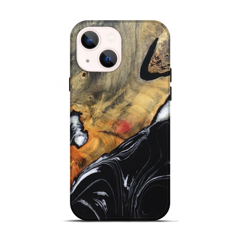 iPhone 14 Wood Live Edge Phone Case - Corrie (Black & White, 829279)