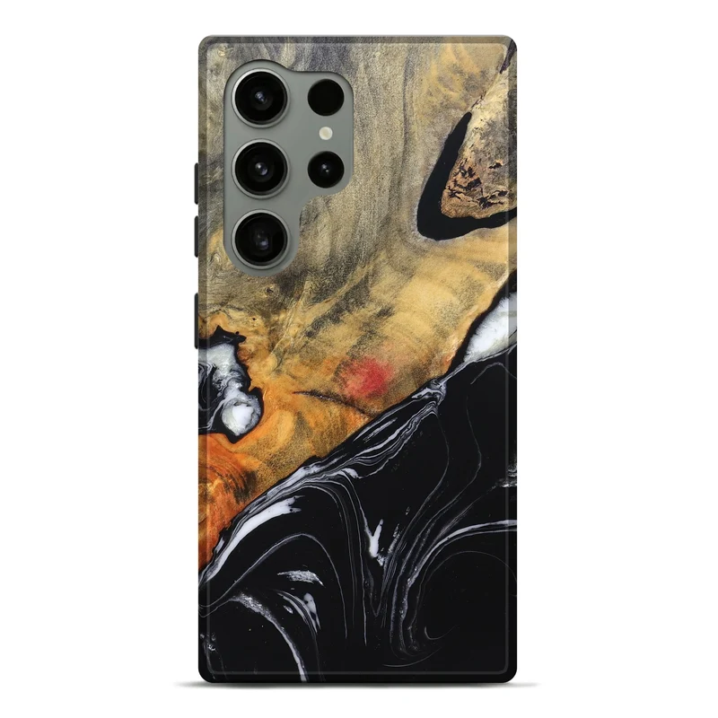 Galaxy S24 Ultra Wood Live Edge Phone Case - Corrie (Black & White, 829279)