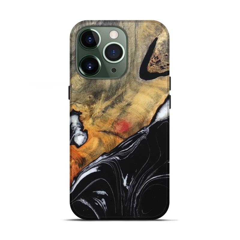 iPhone 13 Pro Wood Live Edge Phone Case - Corrie (Black & White, 829279)