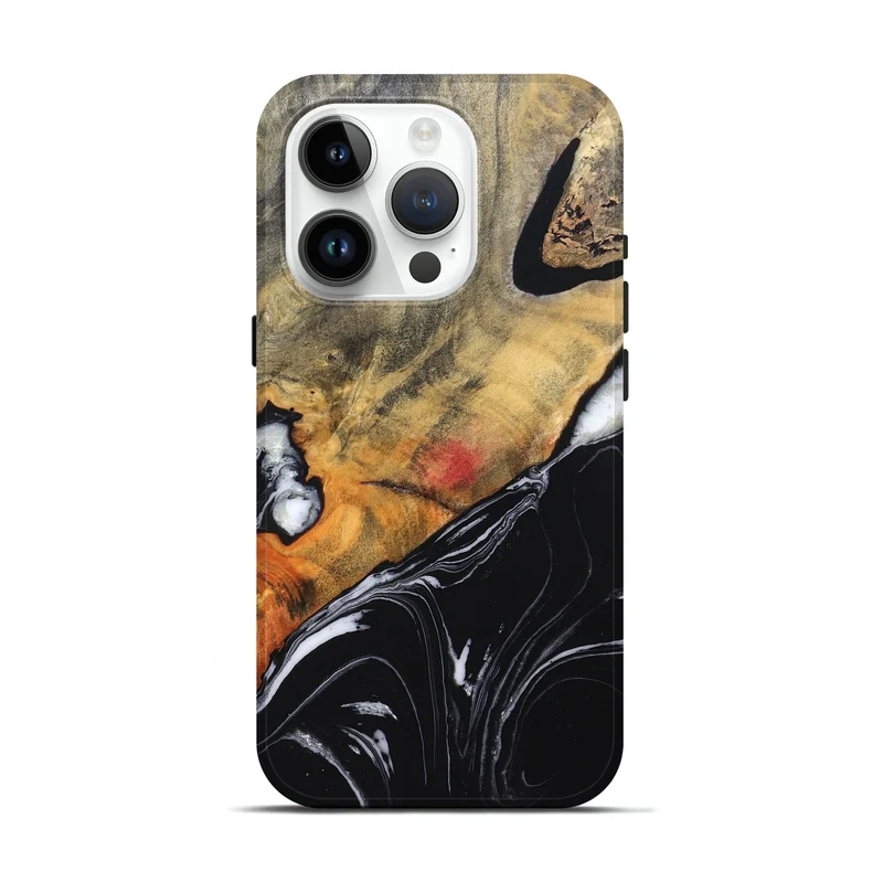 iPhone 15 Pro Wood Live Edge Phone Case - Corrie (Black & White, 829279)
