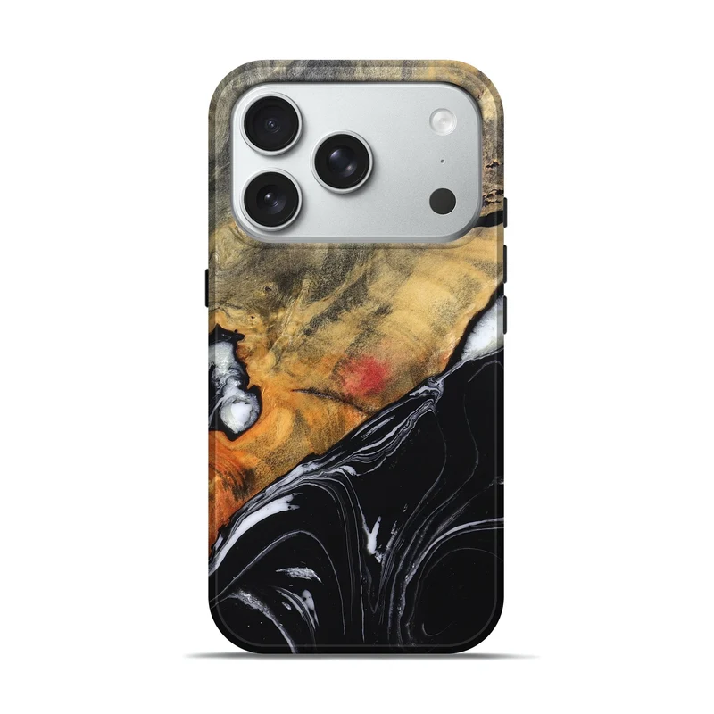 iPhone 18 Pro Wood Live Edge Phone Case - Corrie (Black & White, 829279)