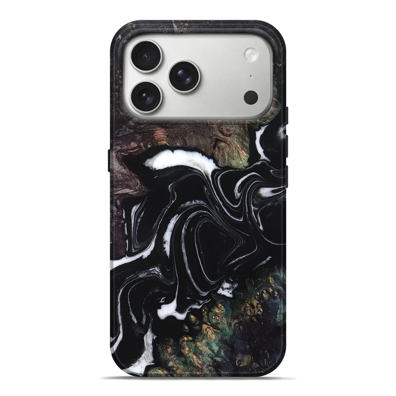 iPhone 17 Pro Max Wood Live Edge Phone Case - Lilah (Black & White, 829274)