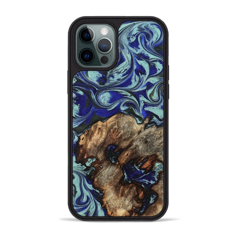iPhone 12 Pro Max Wood Phone Case - Jairo (Blue, 829422)