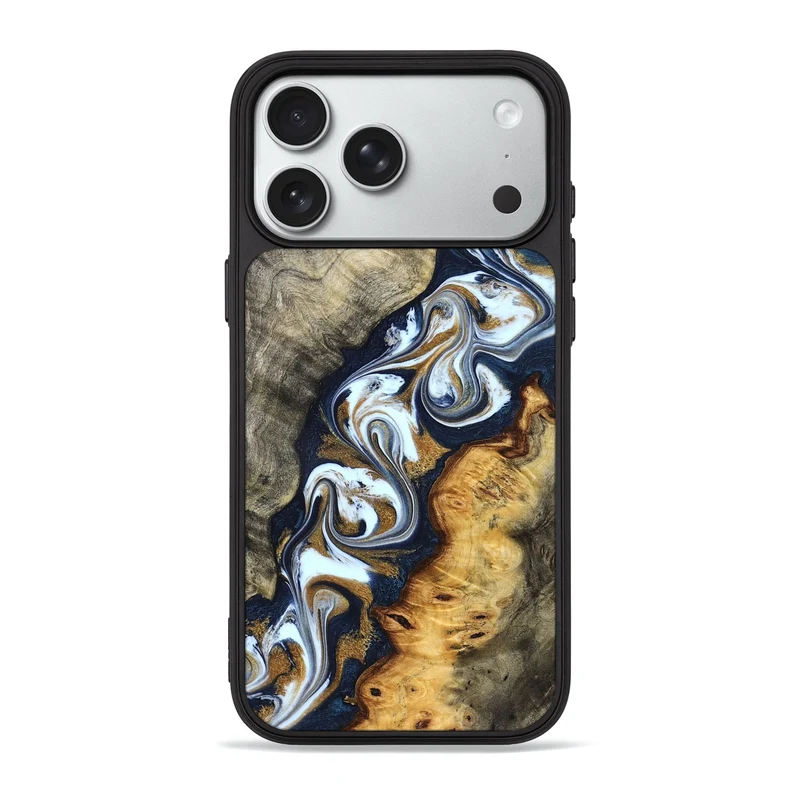 iPhone 18 Pro Max Wood Phone Case - Lucero (Teal & Gold, 829442)