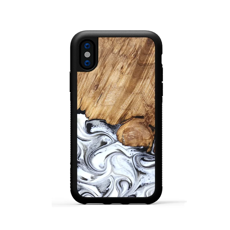 iPhone Xs Wood Phone Case - Taft (Black & White, 829450)