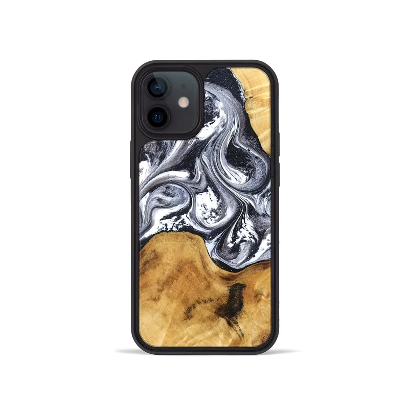 iPhone 12 mini Wood Phone Case - Alexis (Black & White, 829453)