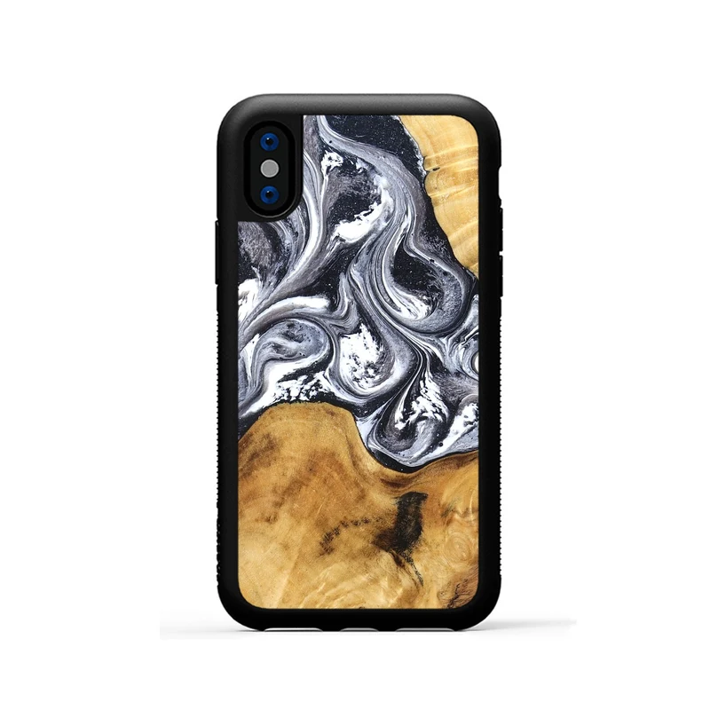iPhone Xs Wood Phone Case - Alexis (Black & White, 829453)