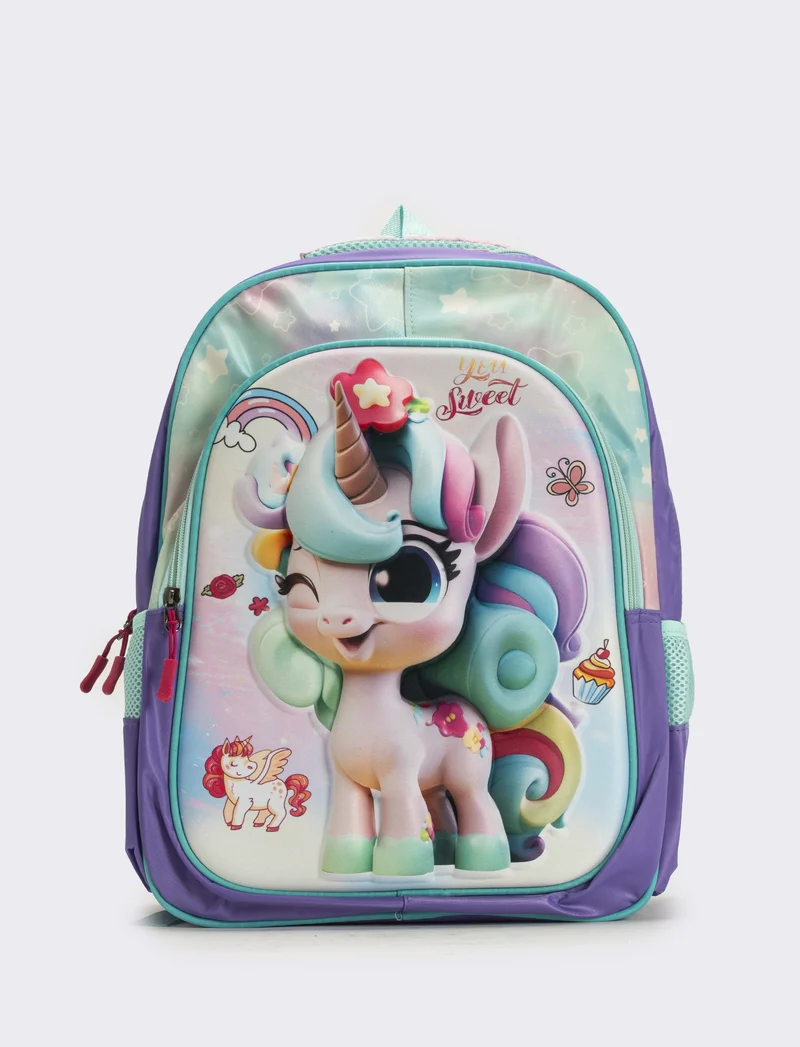 Zaino bambina 3d unicorni - Lilla