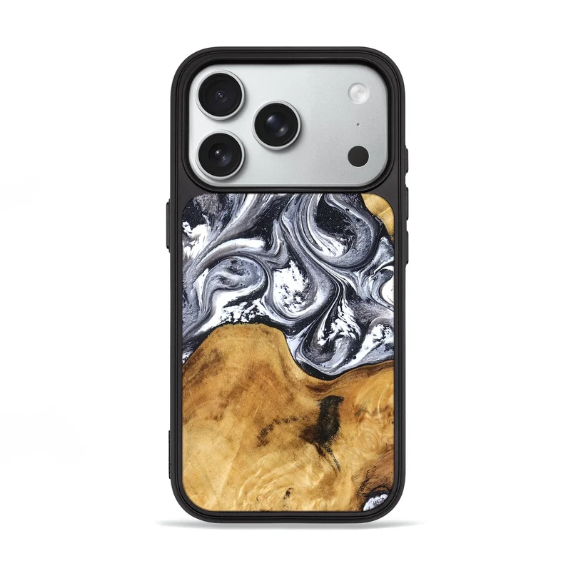 iPhone 18 Pro Wood Phone Case - Alexis (Black & White, 829453)