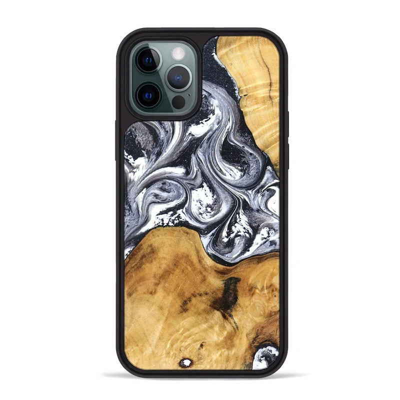iPhone 12 Pro Max Wood Phone Case - Alexis (Black & White, 829453)