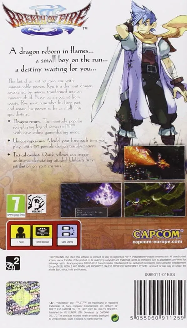 BREATH OF FIRE III ESSENTIALS PSP EDIZIONE REGNO UNITO