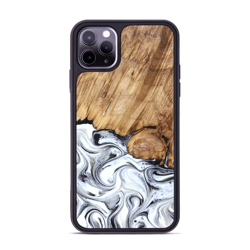 iPhone 11 Pro Max Wood Phone Case - Taft (Black & White, 829450)