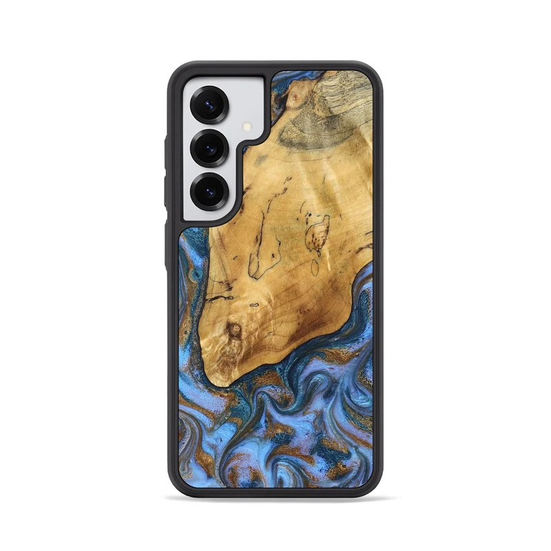 Galaxy S25 Wood Phone Case - Tristen (Teal & Gold, 829446)