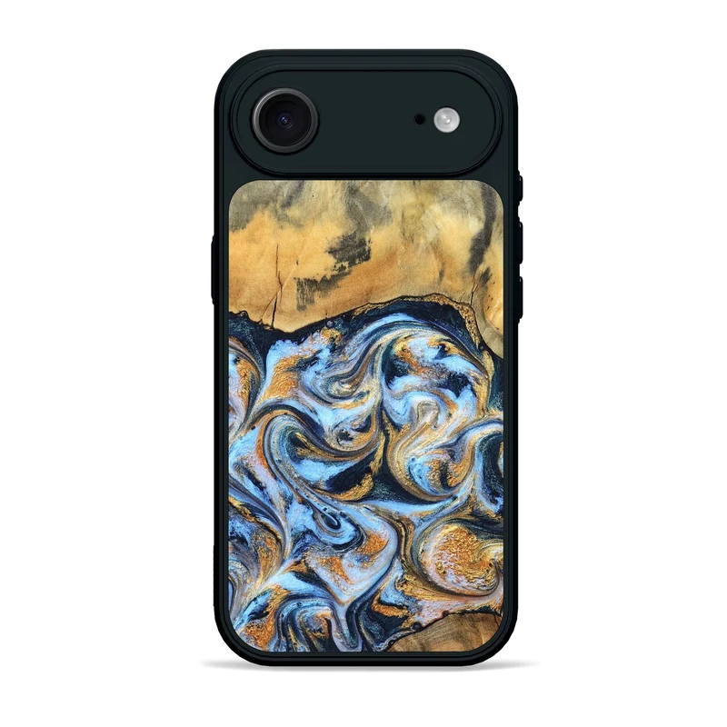 iPhone 17 Air Wood Phone Case - Ellen (Teal & Gold, 829416)