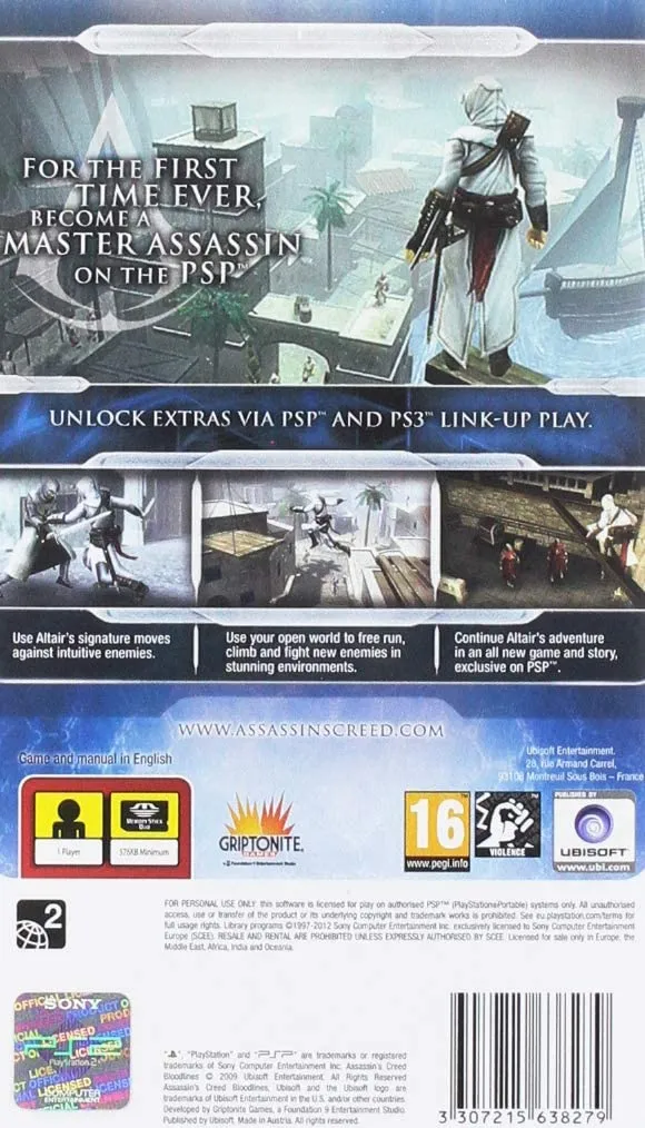 ASSASSIN'S CREED BLOODLINES ESSENTIALS PSP EDIZIONE REGNO UNITO