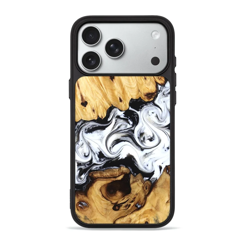 iPhone 18 Pro Max Wood Phone Case - Orrin (Black & White, 829449)