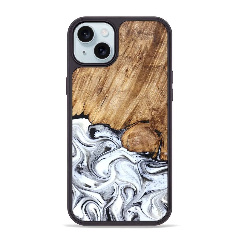 iPhone 15 Plus Wood Phone Case - Taft (Black & White, 829450)
