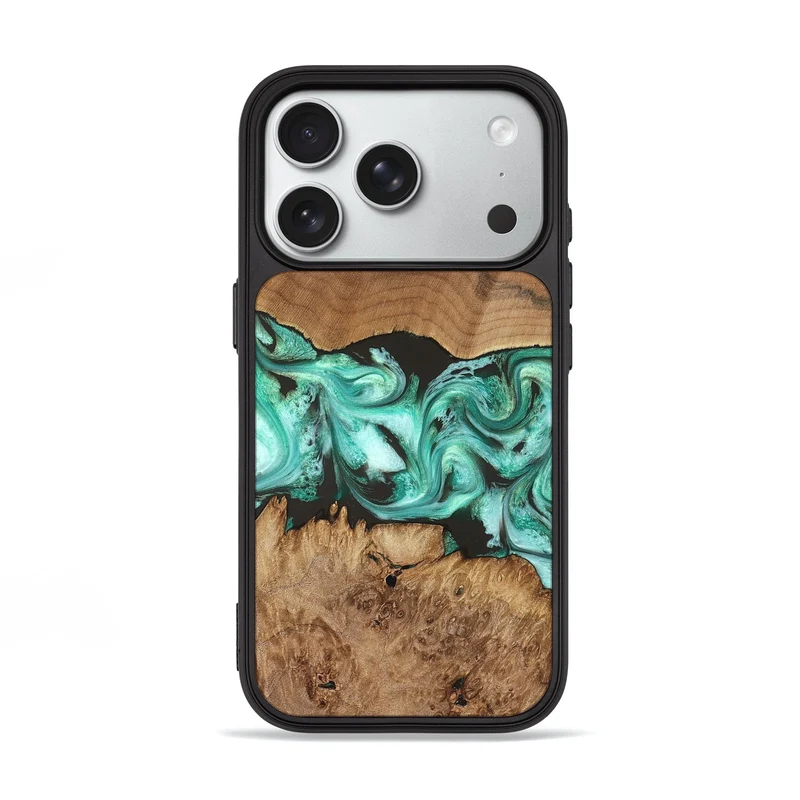 iPhone 18 Pro Wood Phone Case - Jamir (Green, 829420)