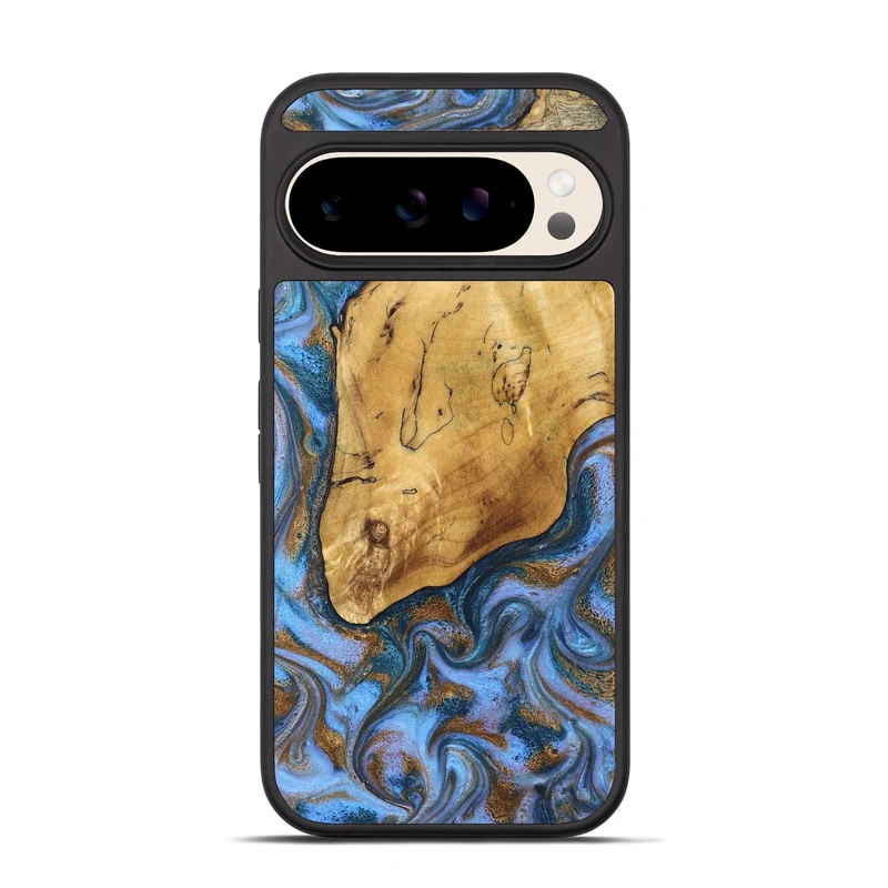 Pixel 10 Pro Wood Phone Case - Tristen (Teal & Gold, 829446)